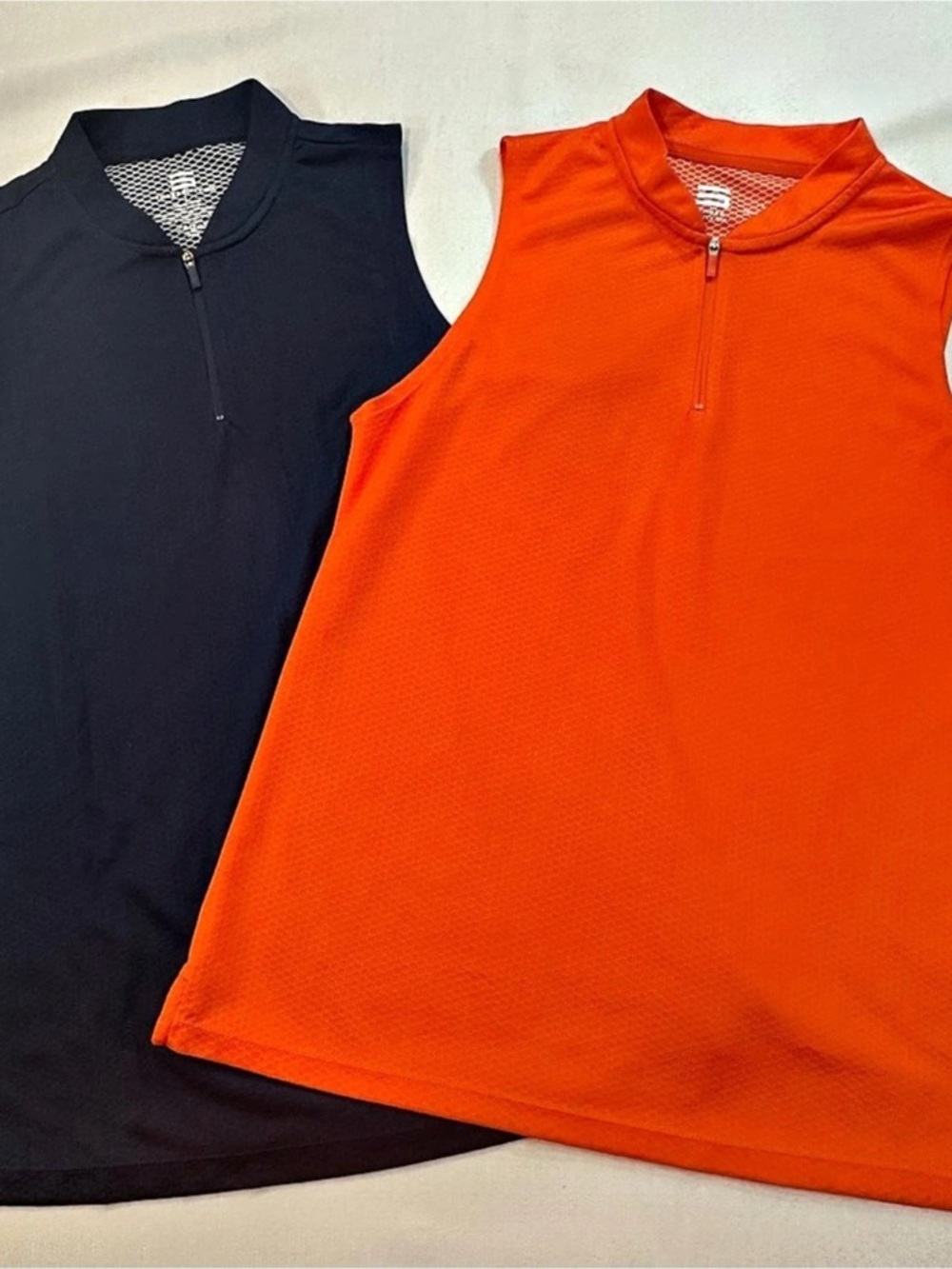 Three Sixty Six Sleeveless Quarter-Zip Athletic Tops Orange & Blue Large